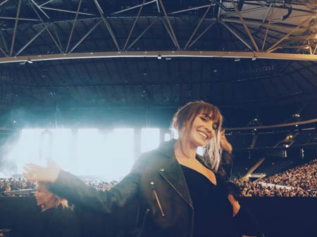 Alida Morberg shows off her baby bump during Jay Z and Beyonce's concert.